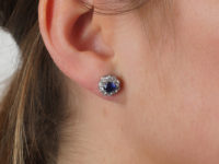 18ct White Gold, Sapphire & Diamond Cluster Earrings