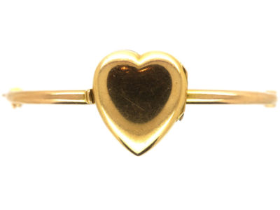 Edwardian 15ct Gold Heart Shape Locket on Bangle