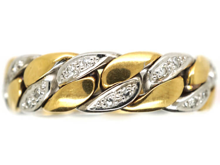 18ct White & Yellow Gold Ring set with Diamonds