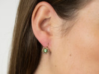 Edwardian 18ct Gold, Peridot & Rose Diamond Earrings