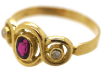 18ct Gold Ruby & Diamond Triple Twist Ring
