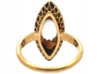 Edwardian 18ct Gold Marquise Shaped Diamond & Moonstone Ring