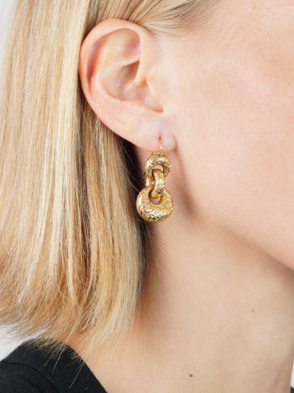Victorian 15ct Gold Triple Hoop Earrings