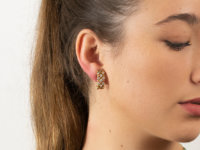 High Carat Gold Diamond Hoop Clip On Earrings