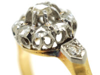 Victorian 18ct Gold Rose Diamond Cluster Ring with Diamond Set Shoulders