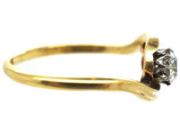 Edwardian 18ct Gold Two Stone Diamond Crossover Ring