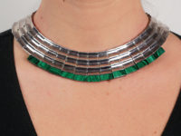 Mexican Silver & Malachite Collar by the Monteros Workshop