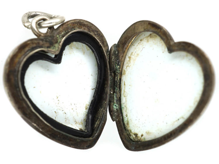 Mid Century Heart Shaped Silver Locket