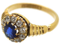 Victorian 18ct Gold Sapphire & Diamond Cluster Ring