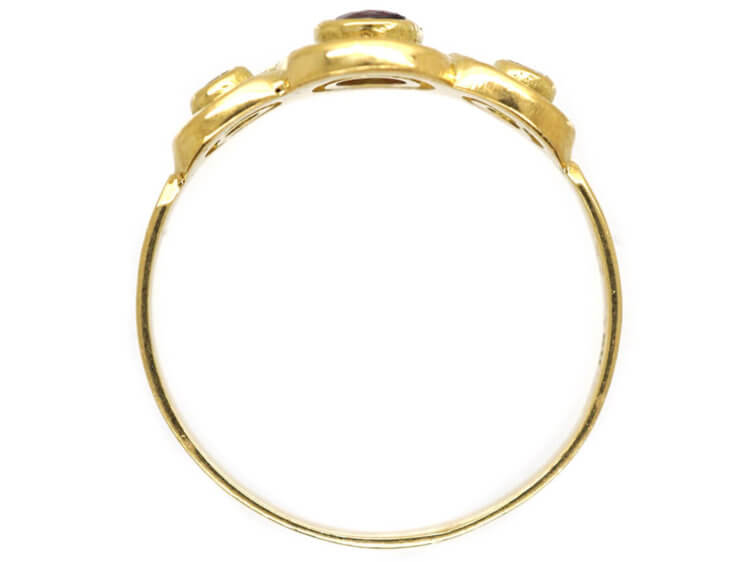 18ct Gold Ruby & Diamond Triple Twist Ring