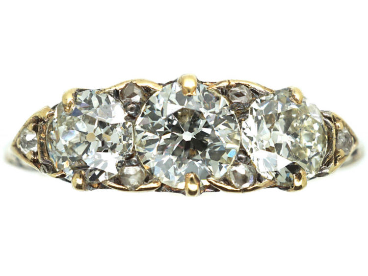 Victorian 18ct Gold Three Stone Diamond Ring