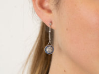 Art Deco Platinum, Sapphire & Diamond Target Design Drop Earrings
