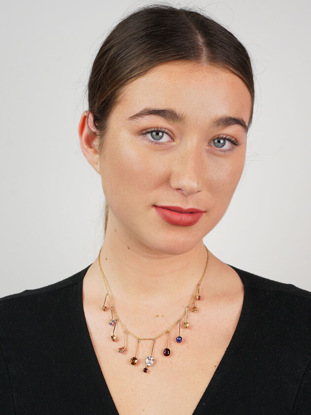 Edwardian 15ct Gold Gem Set Harlequin Necklace