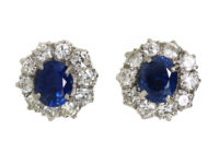 18ct White Gold, Sapphire & Diamond Cluster Earrings