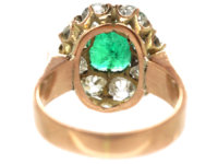Retro 18ct Rose Gold Emerald Cluster Ring
