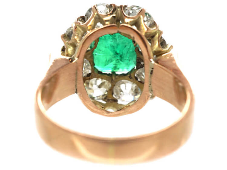 Retro 18ct Rose Gold Emerald Cluster Ring