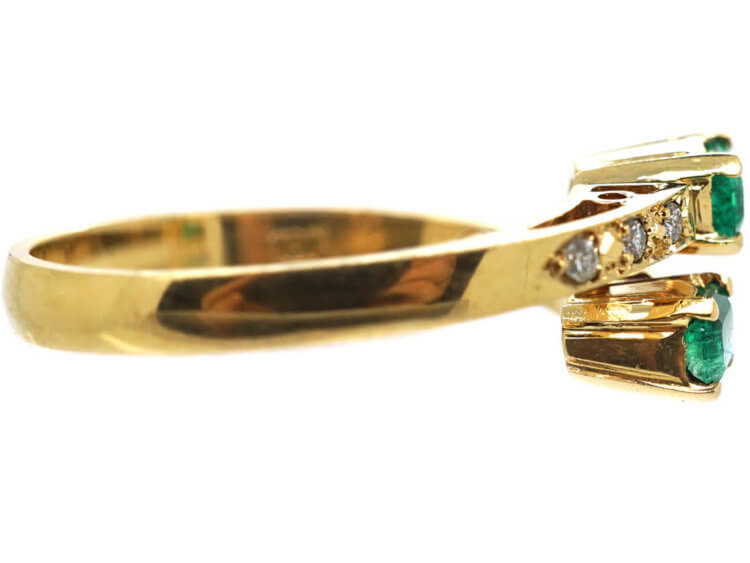 18ct Gold Emerald & Diamond Crossover Ring