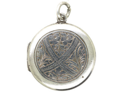 Round Silver Engraved Locket
