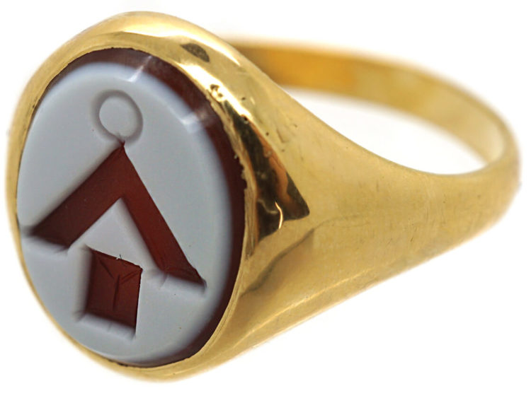 14ct Gold Signet Ring with Carnelian Masonic Intaglio