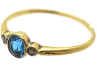 18ct Gold Aquamarine & Diamond Three Stone Ring
