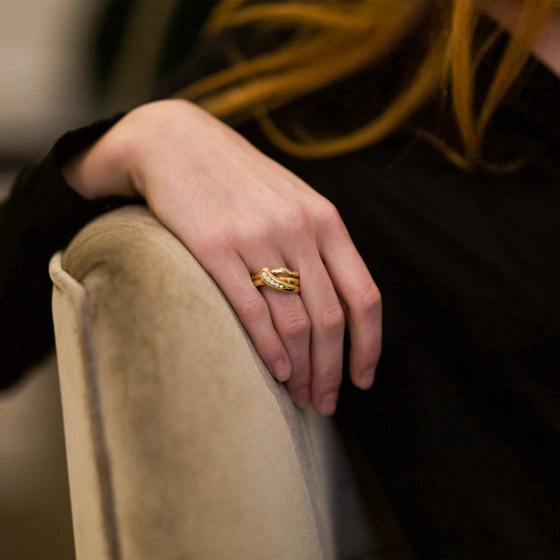 A Victorian 18ct Gold Snake Ring Set With Old Mine Cut Diamonds