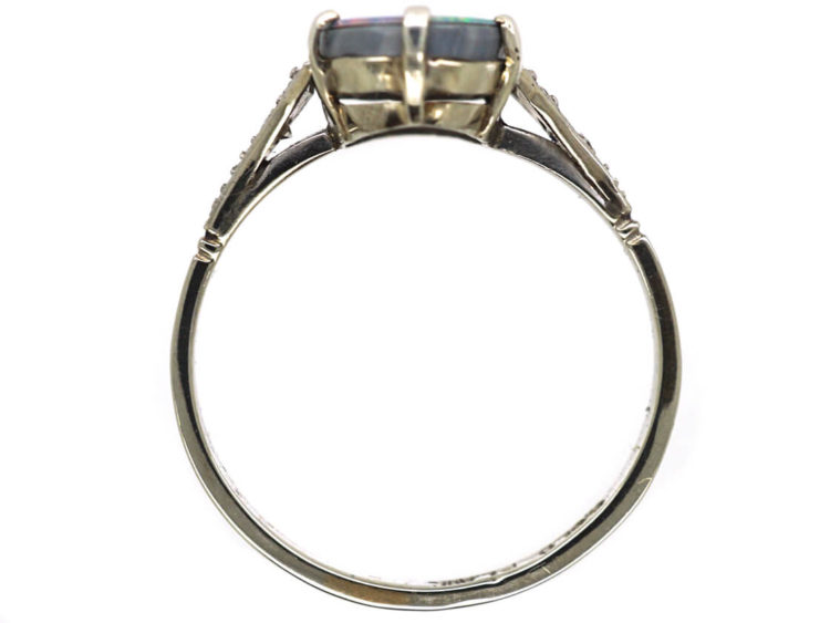 Art Deco Opal Doublet & Diamond Ring