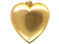 Large Edwardian 10ct Gold Heart Shaped Locket set with Three Emeralds