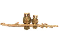 Edwardian 9ct Mother & Baby Owl Brooch