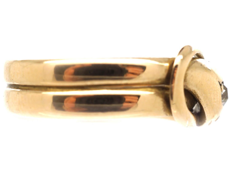 Victorian 15ct Gold Snake Ring set with a Diamond