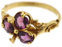 Edwardian 18ct Gold & Almandine Garnet Irish Clover Ring