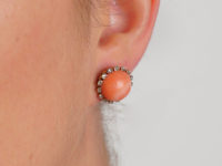 Coral & Diamond Bouton Earrings