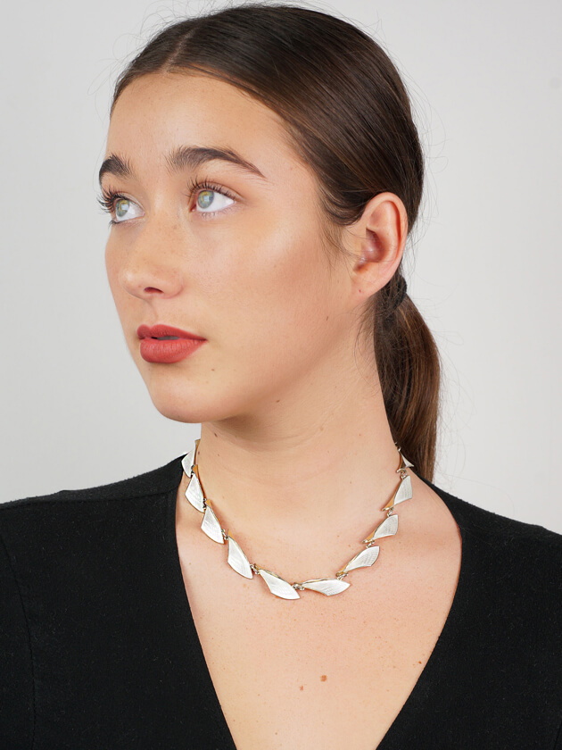 Silver Gilt & White Enamel Necklace by Albert T Scharning