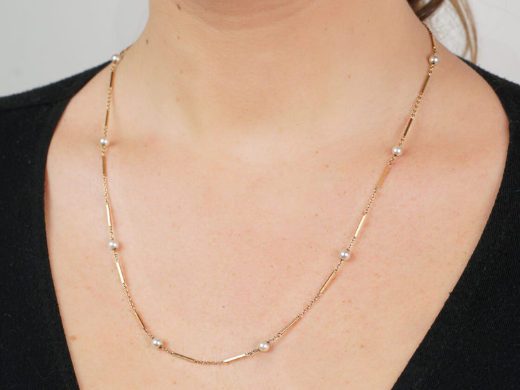 Edwardian 18ct Gold & Pearls Chain
