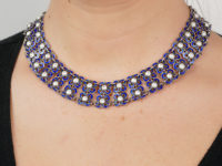Silver Blue & White Enamel Collar by David Andersen