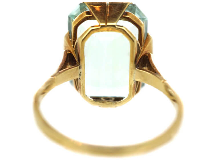 Art Deco 14ct Gold Rectangular Aquamarine Ring