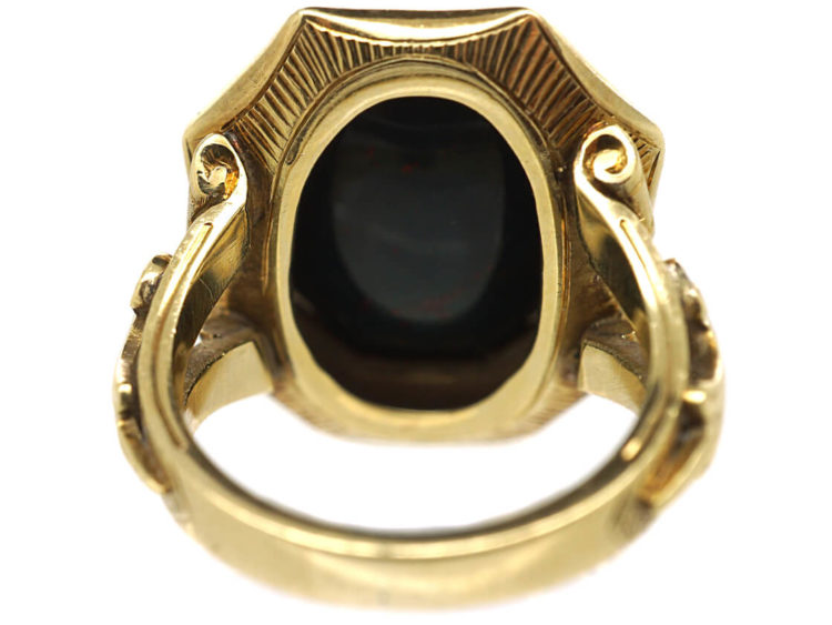 19th Century Signet Ring set with a Bloodstone Intaglio with Grapes