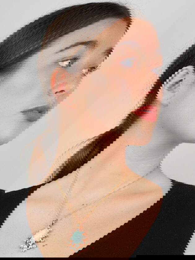 18ct Gold, Opal, Diamond & Pearl Pendant