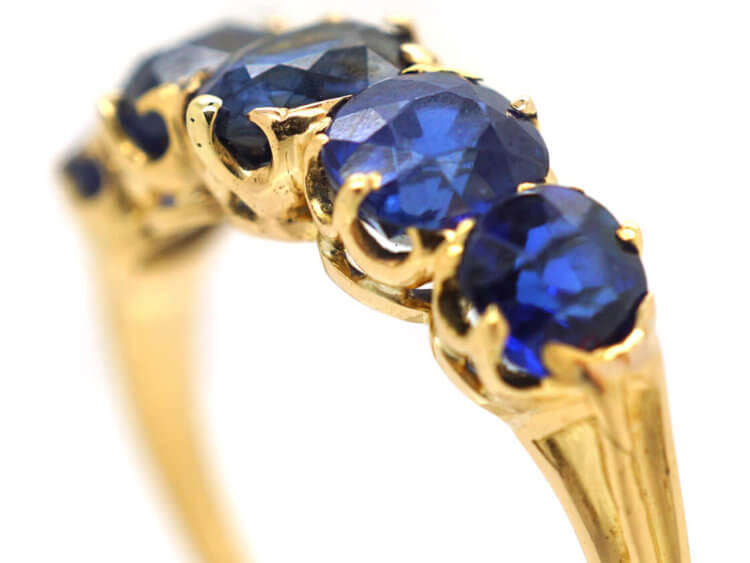 Victorian 18ct Gold & Sapphire Five Stone Ring