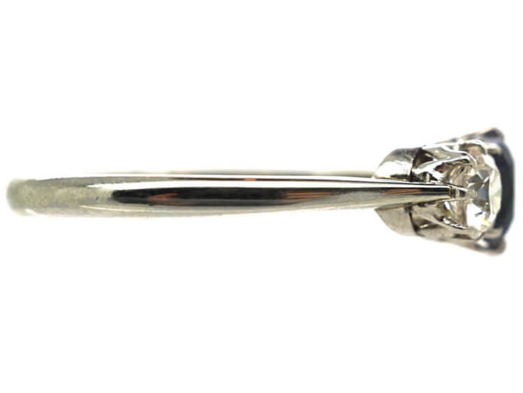 Art Deco 18ct White Gold and Platinum, Sapphire & Diamond Three Stone Ring