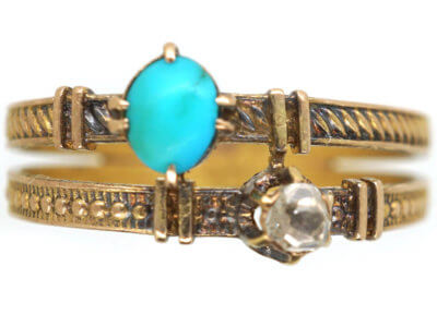 Edwardian 14ct Gold Turquoise & Diamond Ring Edwardian 14ct Gold Turquoise & Diamond Ring
