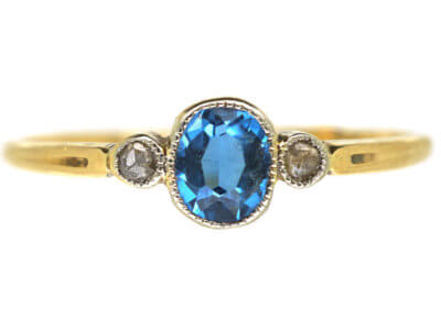 18ct Gold Aquamarine & Diamond Three Stone Ring 18ct Gold Aquamarine & Diamond Three Stone Ring