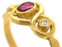18ct Gold Ruby & Diamond Triple Twist Ring