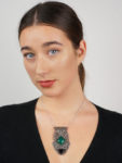 Large Art Deco Silver, Onyx, Chalcedony & Marcasite Pendant on a Silver Chain