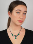Art Deco Silver & Blue & Green Chalcedony Necklace
