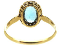 Edwardian 18ct Gold, Aquamarine & Diamond Cluster Ring