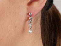 Edwardian 15ct Gold & Platinum, Diamond & Pearl Drop Earrings