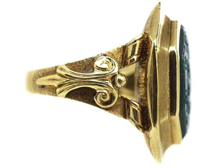 19th Century Signet Ring set with a Bloodstone Intaglio with Grapes