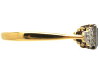 Art Deco 18ct Gold & Platinum, Sapphire & Diamond Step Cut Ring