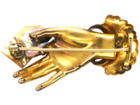 Victorian 15ct Gold Hand Brooch Holding a Souvenir