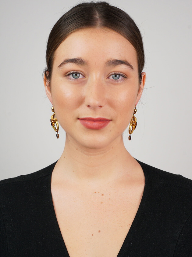 Victorian 15ct Gold & Almandine Garnet Drop Earrings
